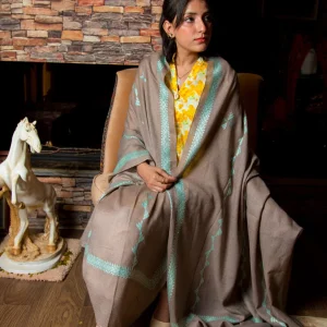 Warm Pure Wool Winter Shawl – Handmade in Islampur - Gray