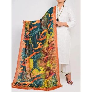 Beautiful Silk Calligraphic Dupatta